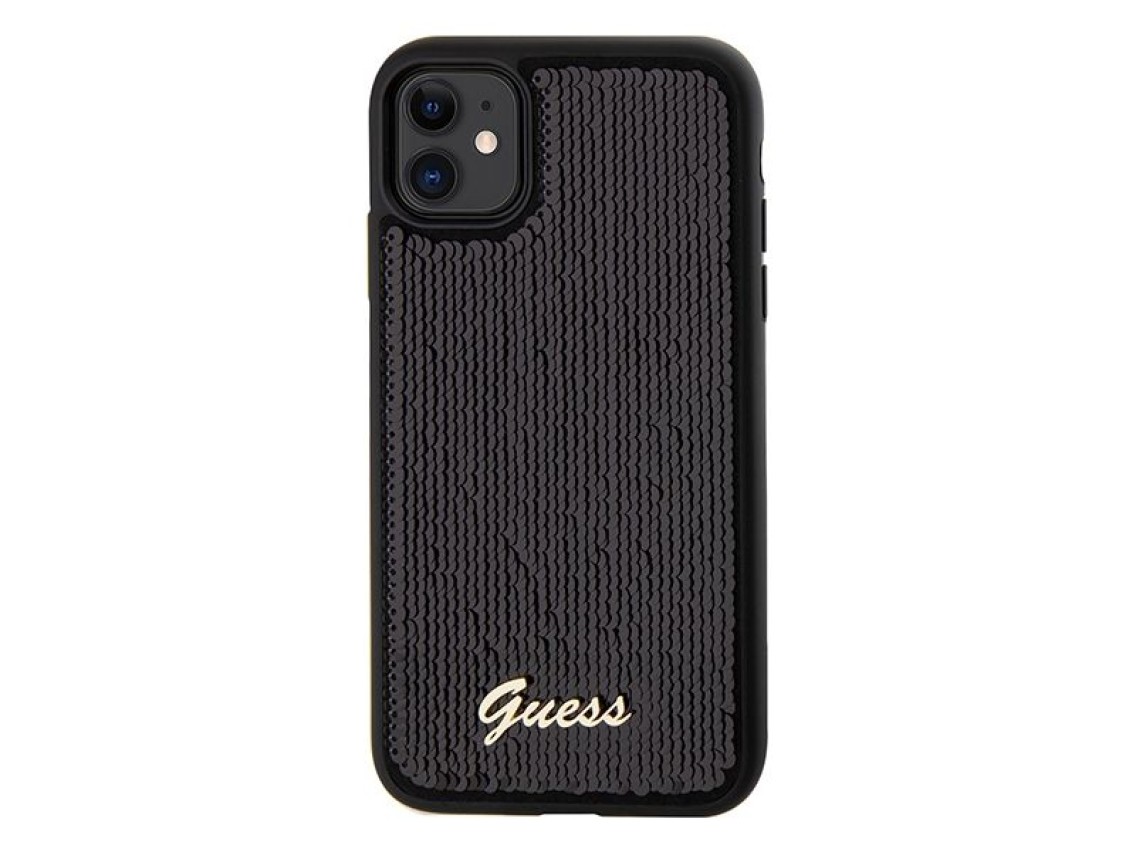 Guess Sequin Script Metal case for iPhone 11 / Xr - black