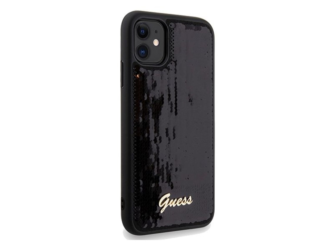 Guess Sequin Script Metal case for iPhone 11 / Xr - black