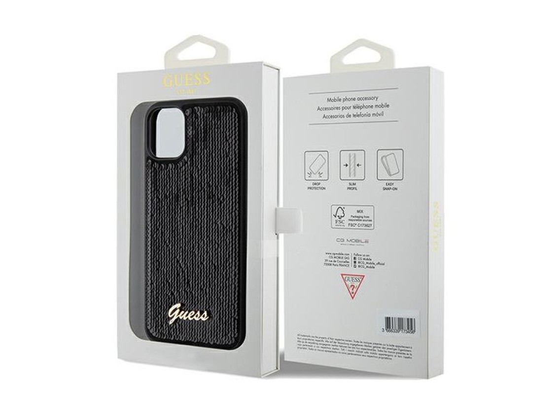 Guess Sequin Script Metal case for iPhone 11 / Xr - black