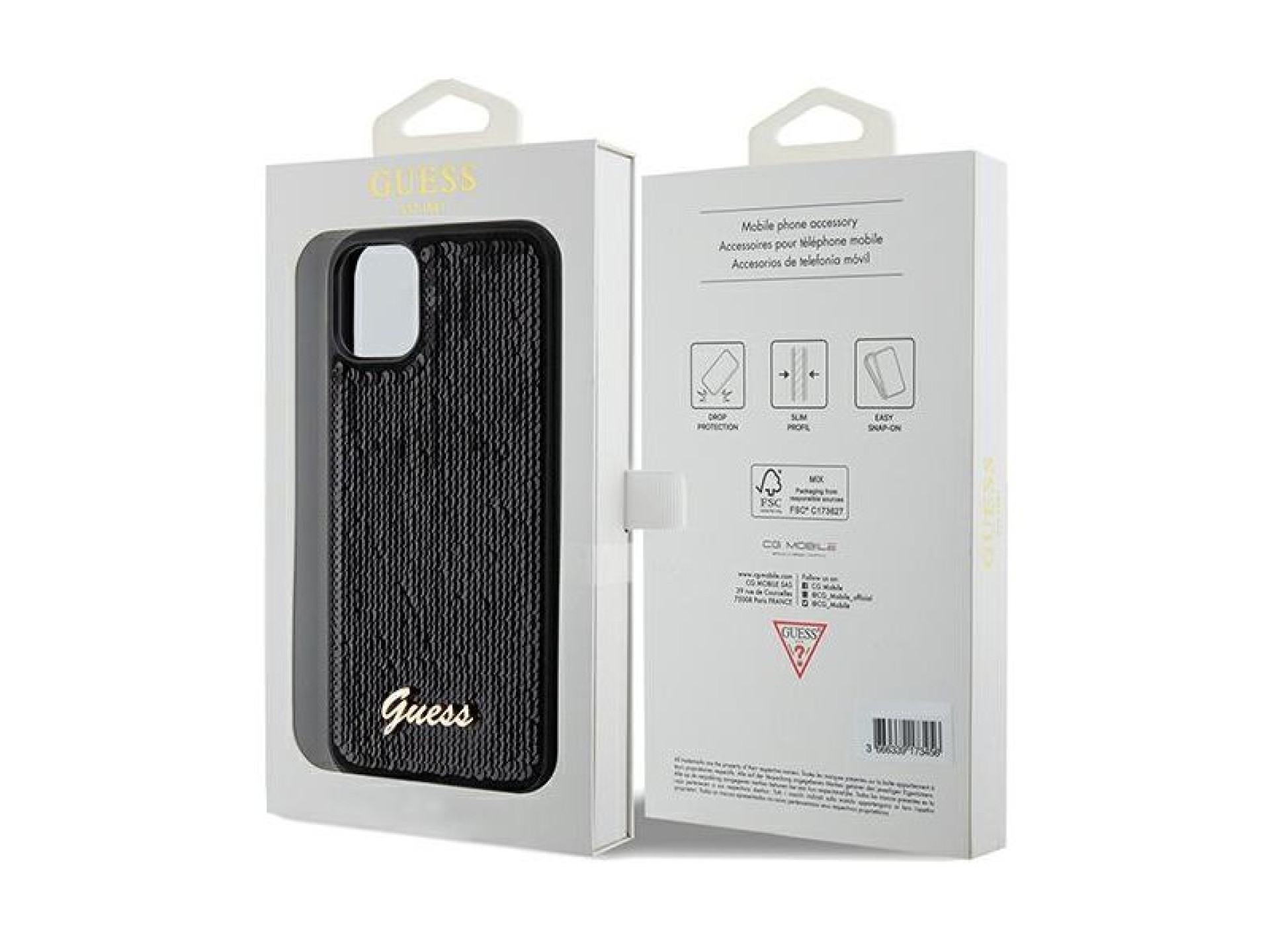 Guess Sequin Script Metal case for iPhone 11 / Xr - black