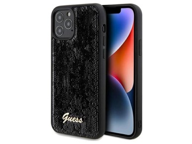 Guess Sequin Script Metal case for iPhone 12/12 Pro - black Guess Sequin Script Metal case for iPhone 12/12 Pro - black