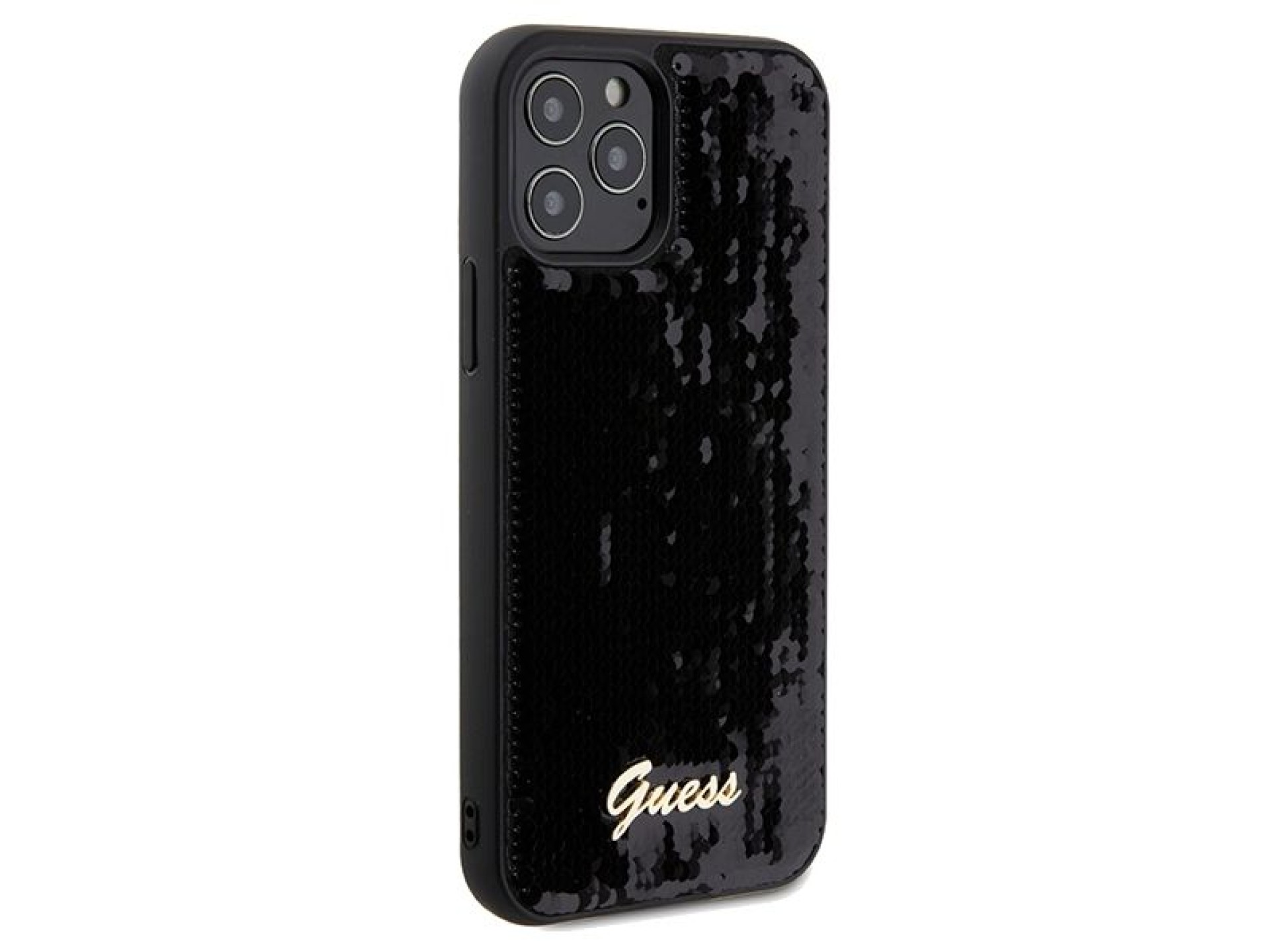 Guess Sequin Script Metal case for iPhone 12/12 Pro - black