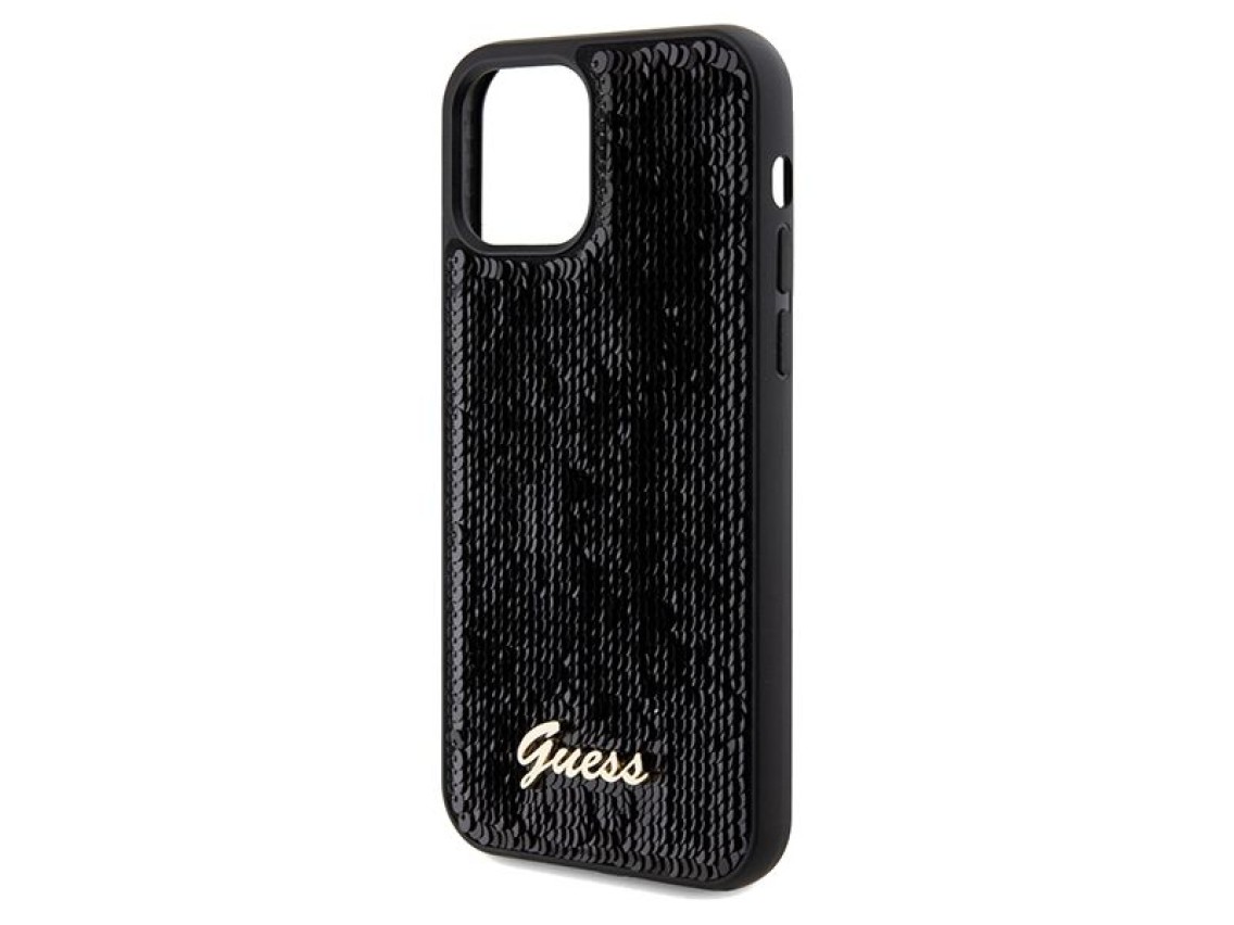 Guess Sequin Script Metal case for iPhone 12/12 Pro - black