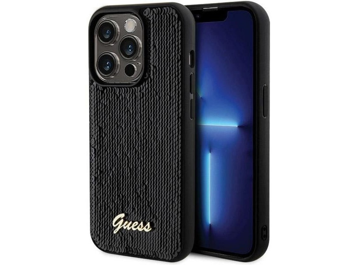 Guess Sequin Script Metal case for iPhone 13 Pro Max - black