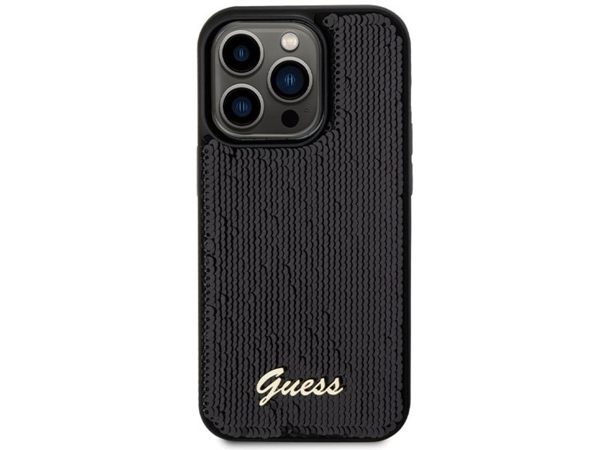 Guess Sequin Script Metal case for iPhone 13 Pro Max - black