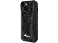 Funda Guess Sequin Script Metal para iPhone 14 / 15 / 13 - negra