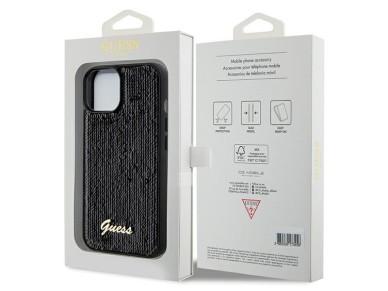 Funda Guess Sequin Script Metal para iPhone 14 / 15 / 13 - negra