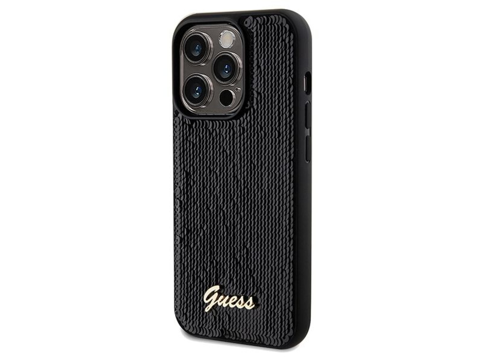 Guess Sequin Script Metal case for iPhone 14 Pro Max - black