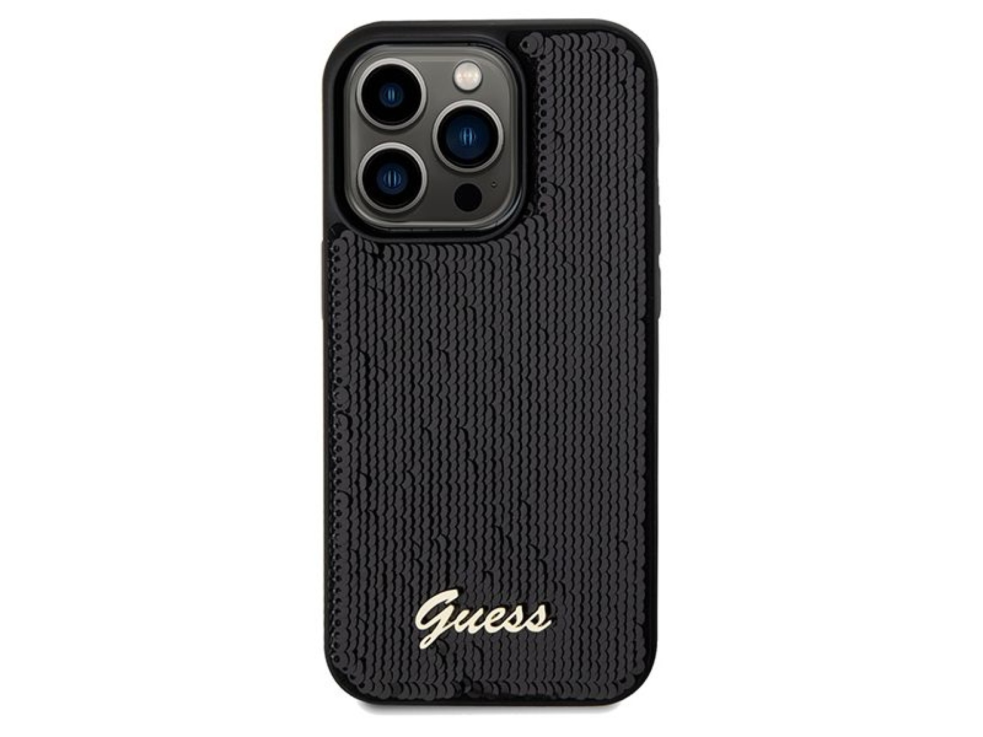 Guess Sequin Script Metal case for iPhone 14 Pro Max - black