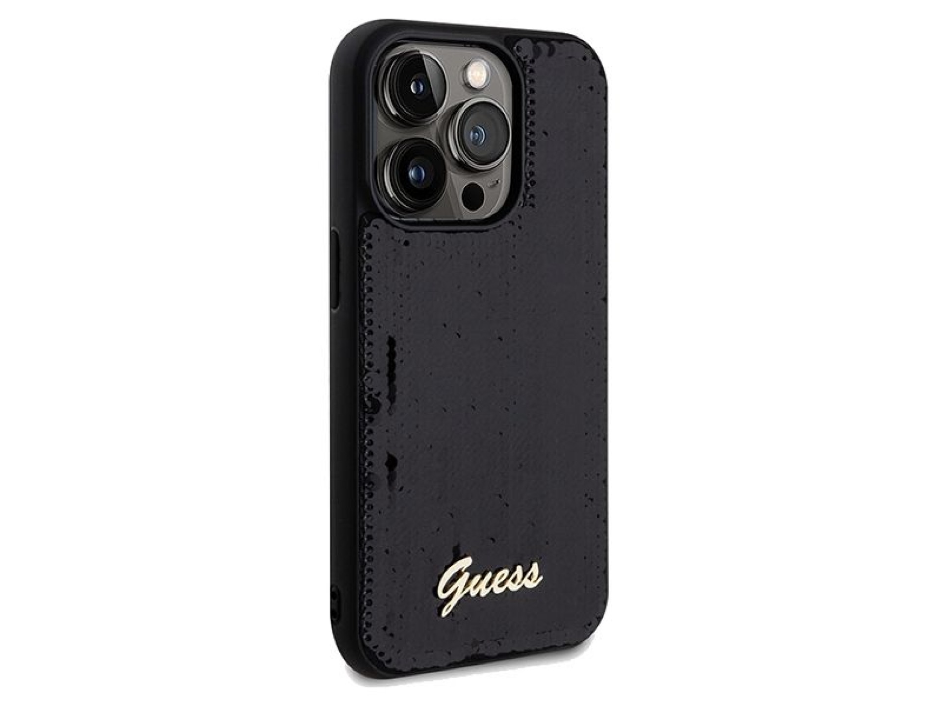 Guess Sequin Script Metal case for iPhone 14 Pro Max - black