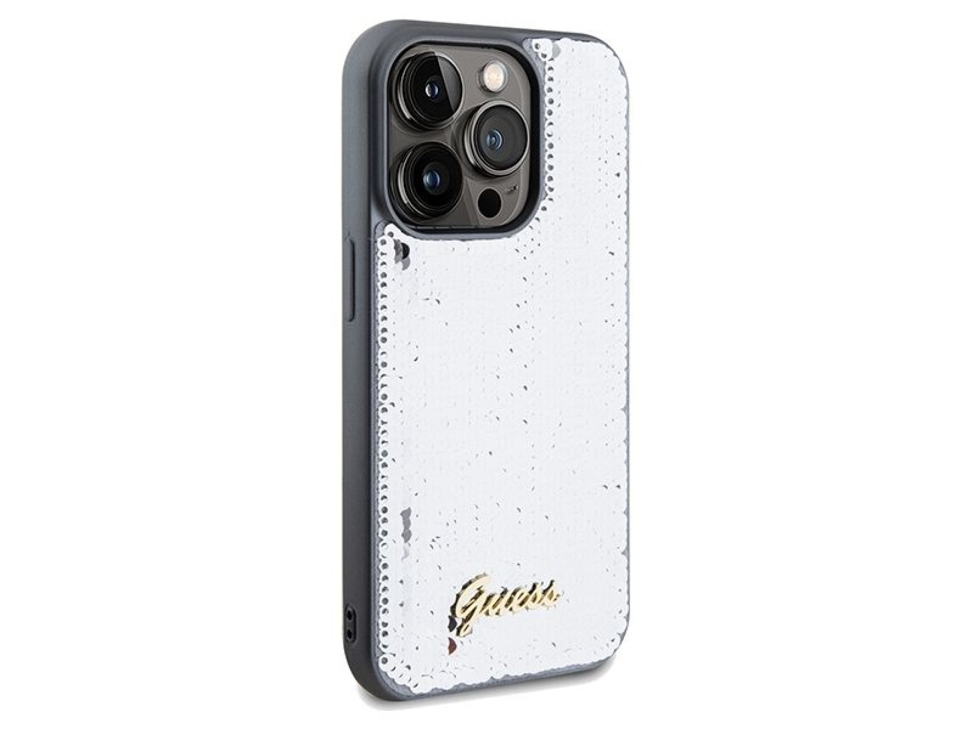 Guess Sequin Script Metal case for iPhone 14 Pro - silver
