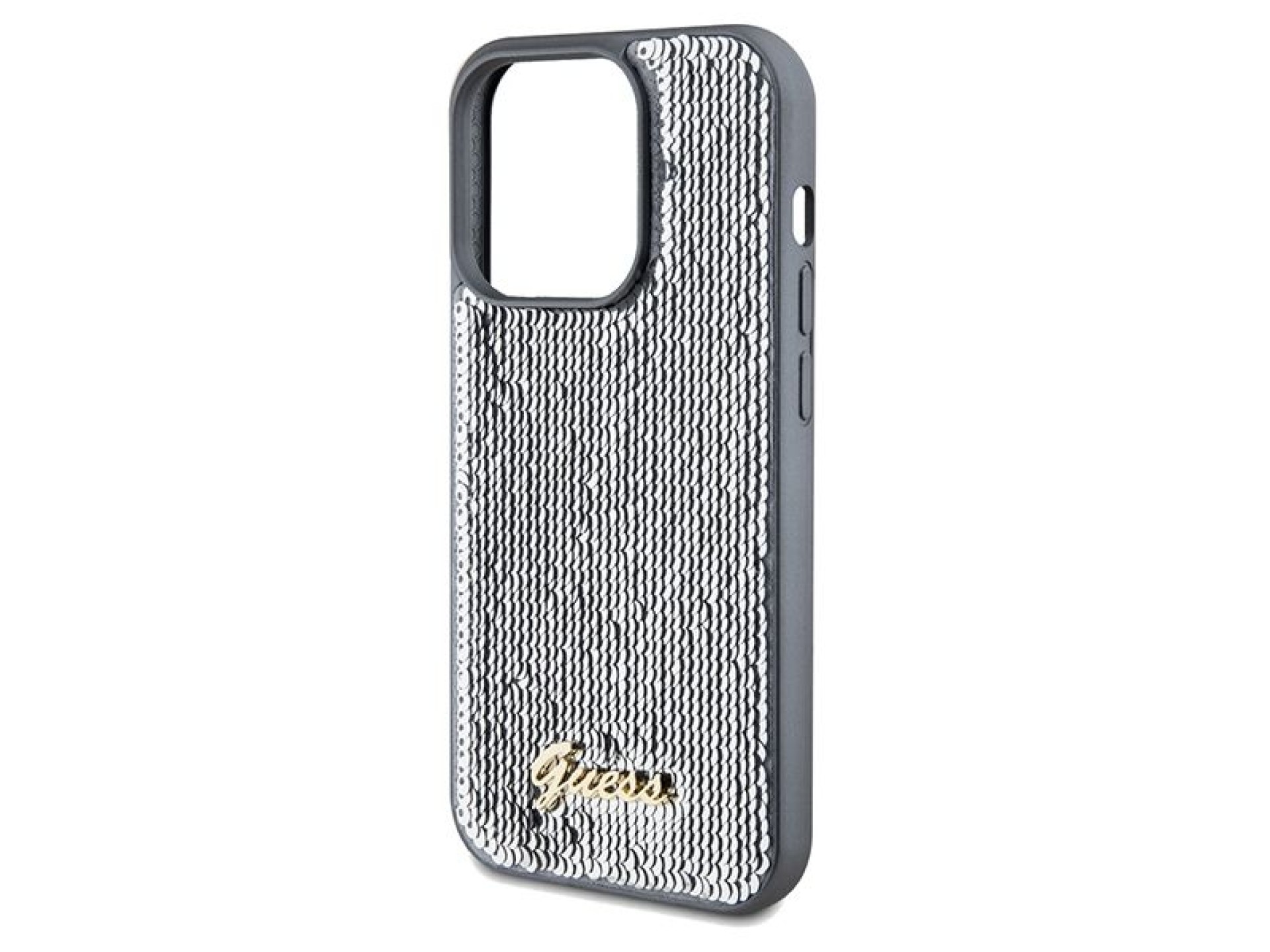Guess Sequin Script Metal case for iPhone 14 Pro - silver