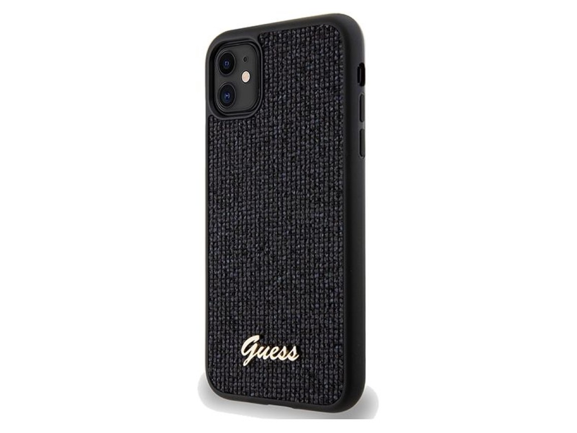 Funda Guess Disco Metal Script para iPhone 11 / Xr - negra