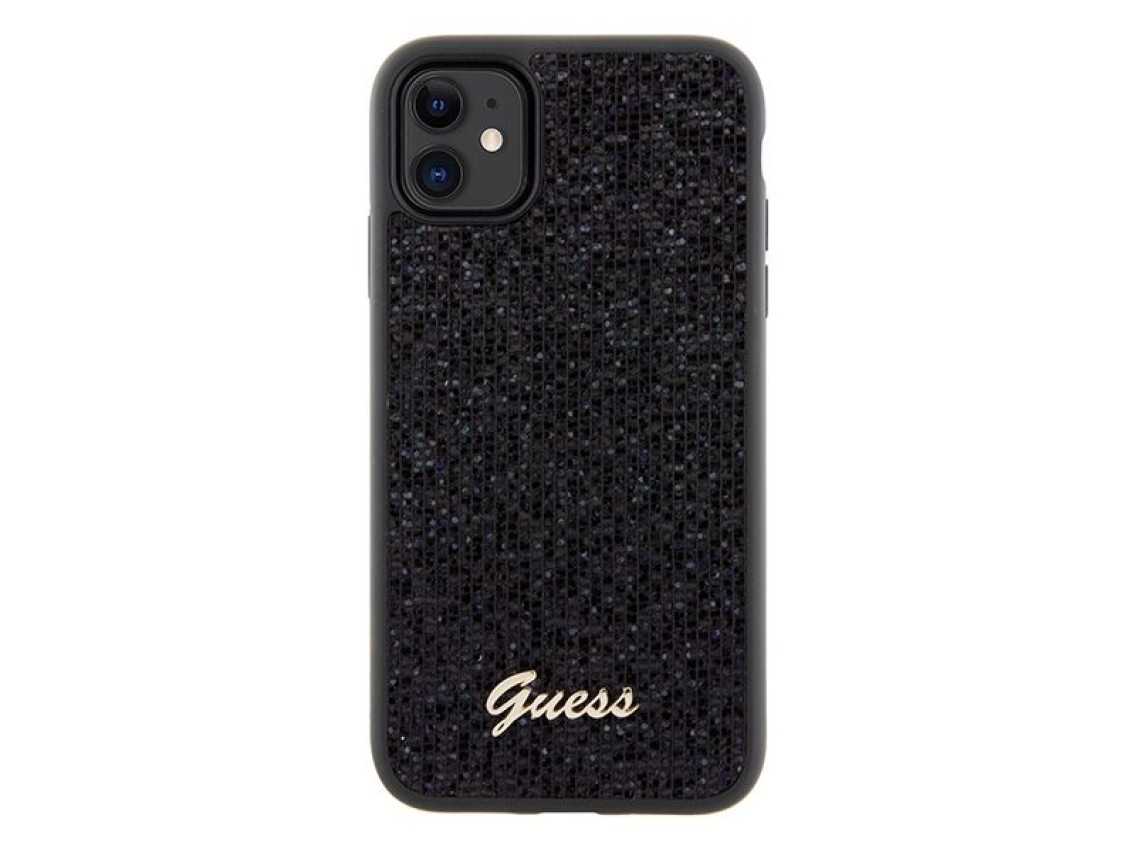 Funda Guess Disco Metal Script para iPhone 11 / Xr - negra