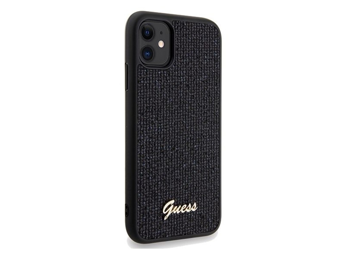 Funda Guess Disco Metal Script para iPhone 11 / Xr - negra
