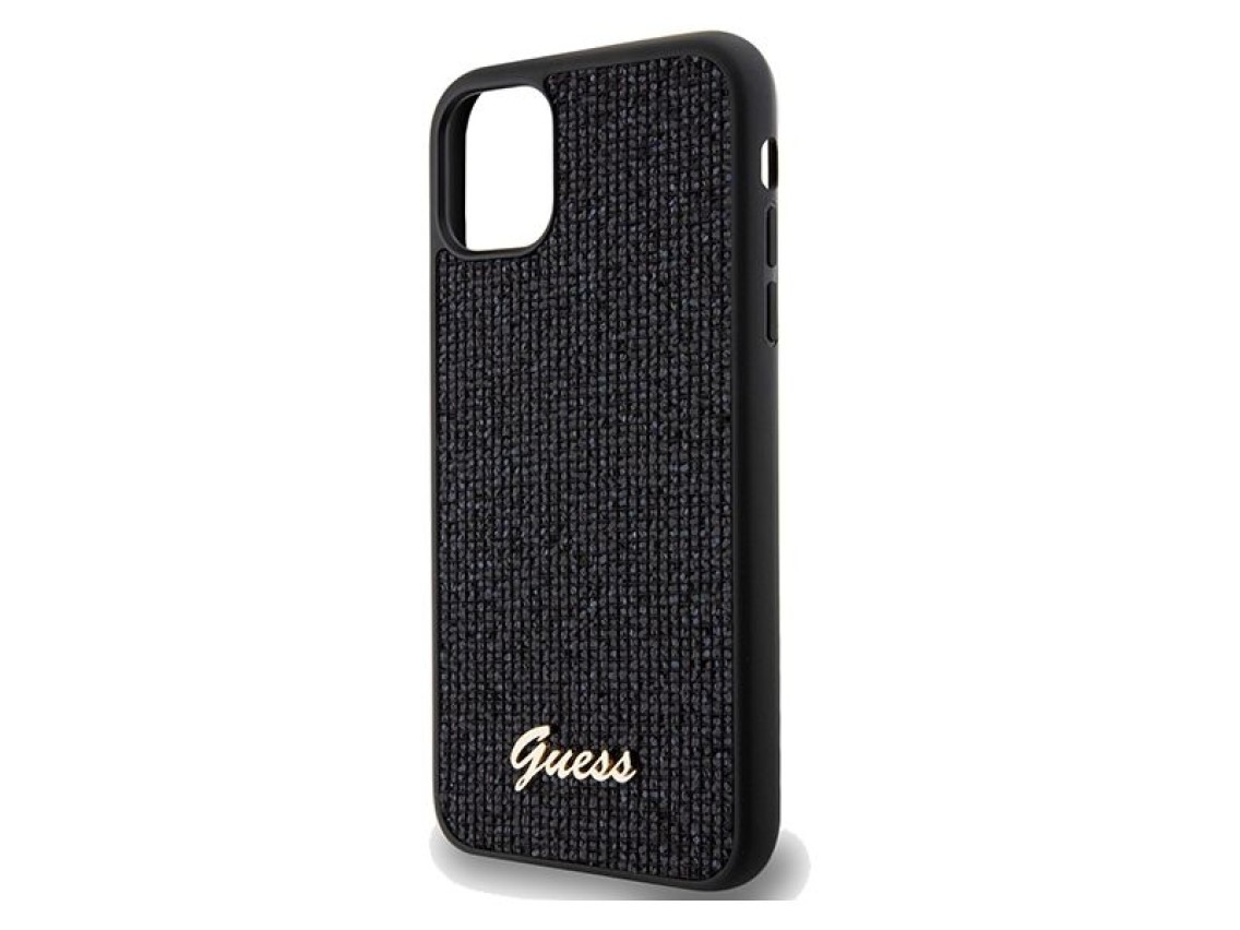 Funda Guess Disco Metal Script para iPhone 11 / Xr - negra