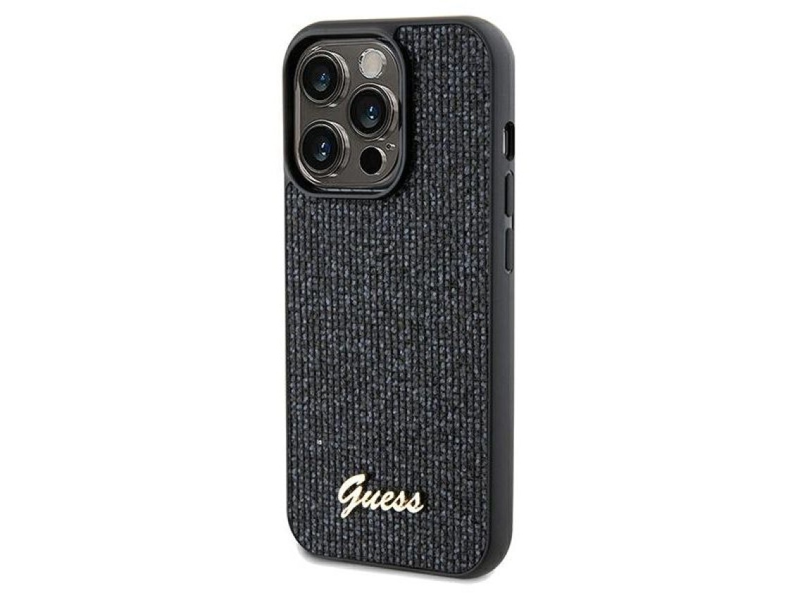 Capa Guess Disco Metal Script para iPhone 13 Pro / 13 - preta
