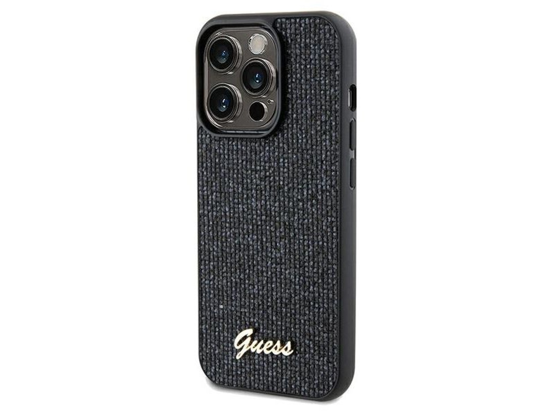 Capa Guess Disco Metal Script para iPhone 13 Pro / 13 - preta