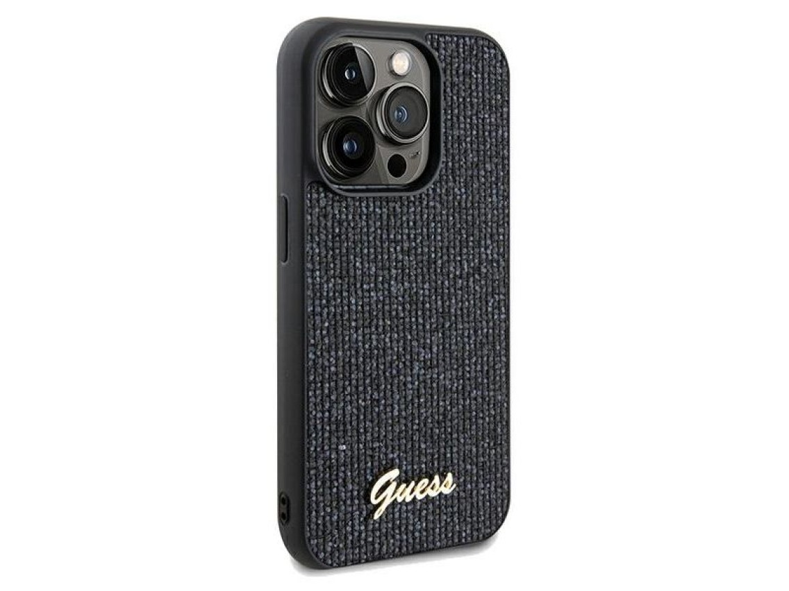 Capa Guess Disco Metal Script para iPhone 13 Pro / 13 - preta