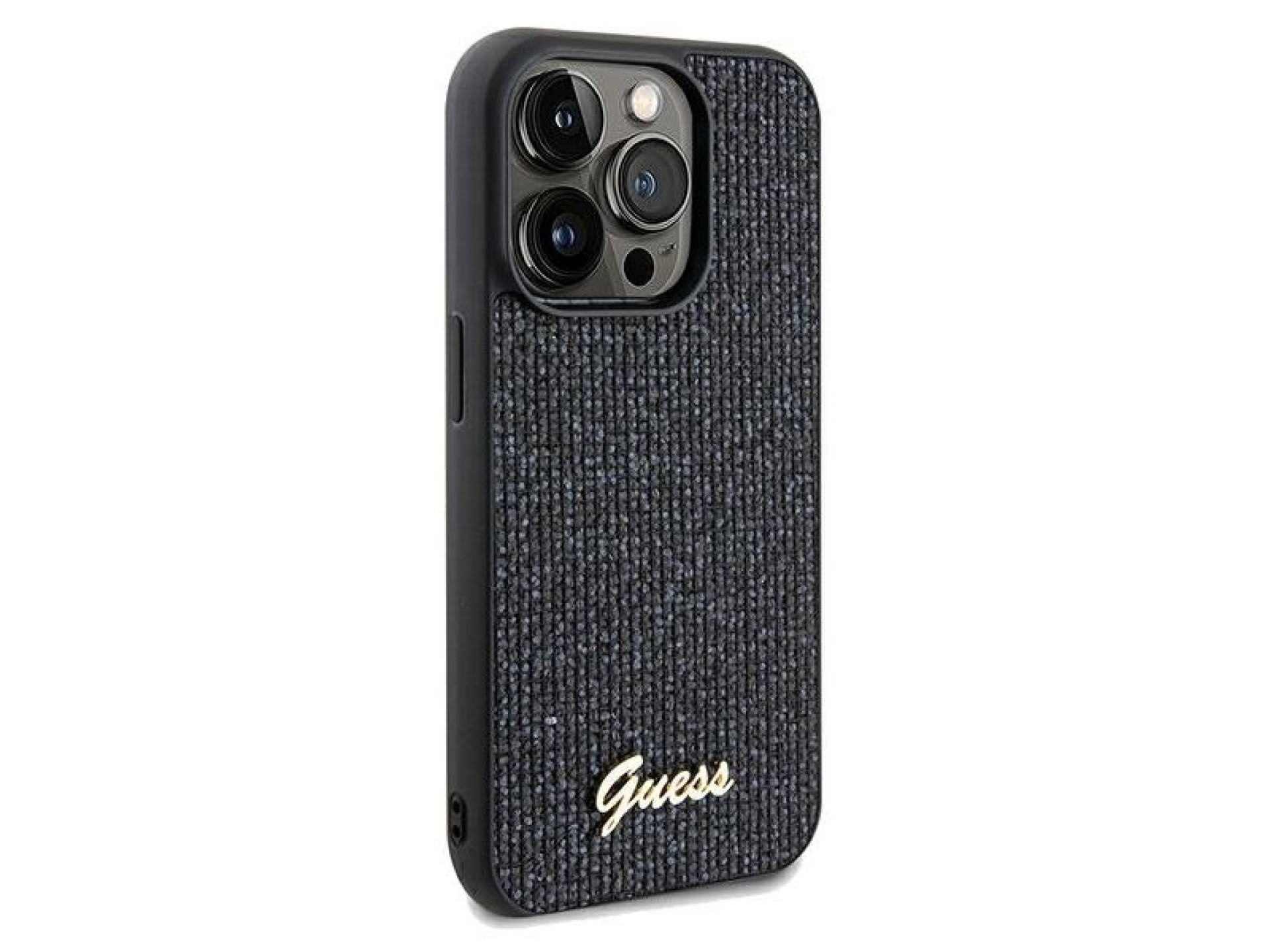 Capa Guess Disco Metal Script para iPhone 13 Pro / 13 - preta