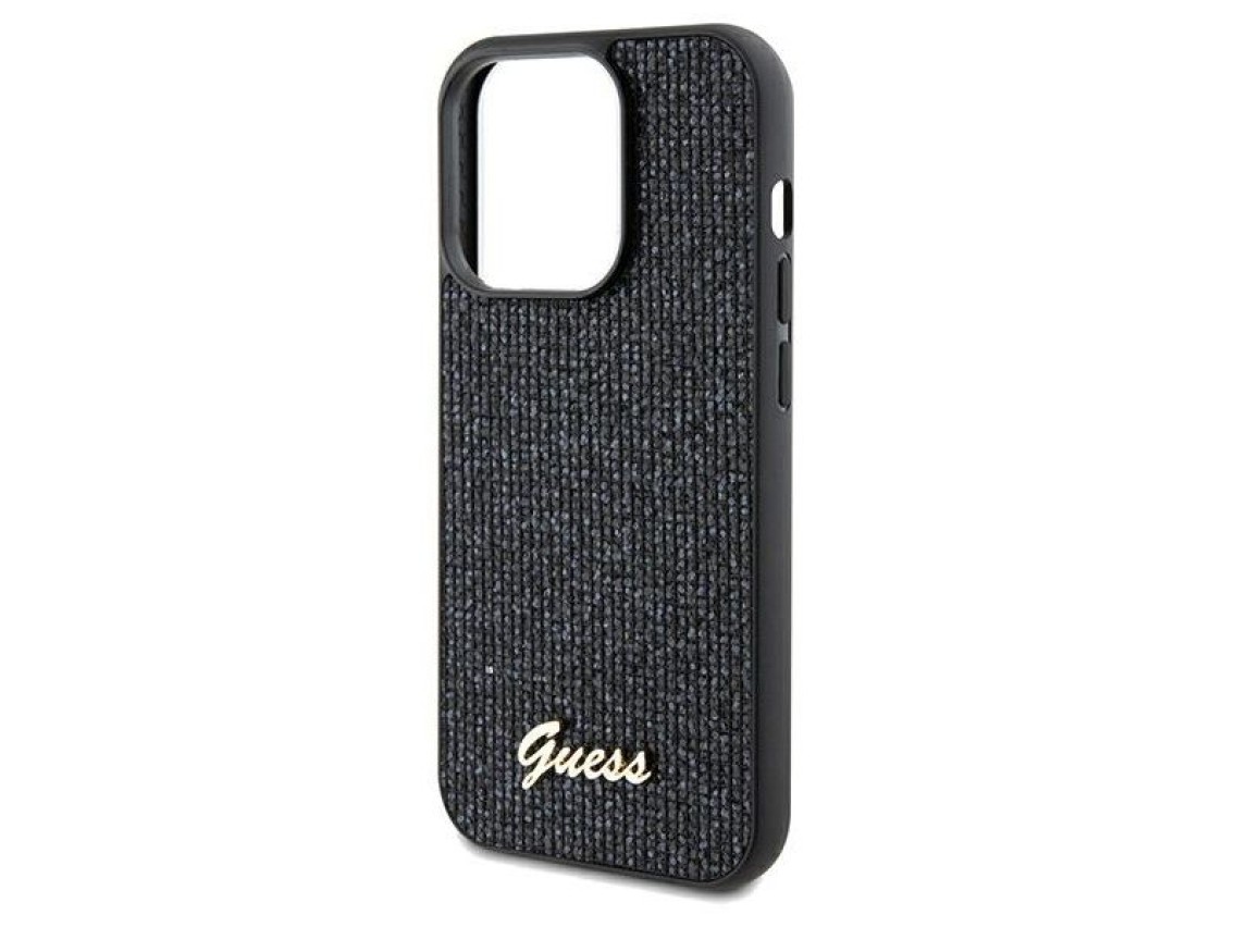 Capa Guess Disco Metal Script para iPhone 13 Pro / 13 - preta