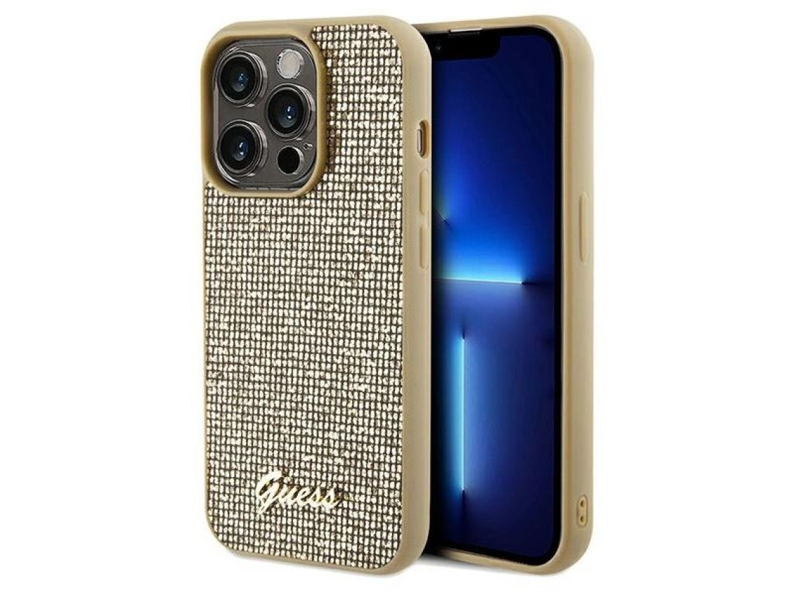 Guess Disco Metal Script case for iPhone 14 Pro - gold