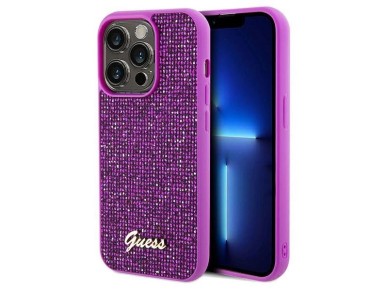 Capa Guess Disco Metal Script para iPhone 14 Pro - fúcsia Capa Guess Disco Metal Script para iPhone 14 Pro - fúcsia