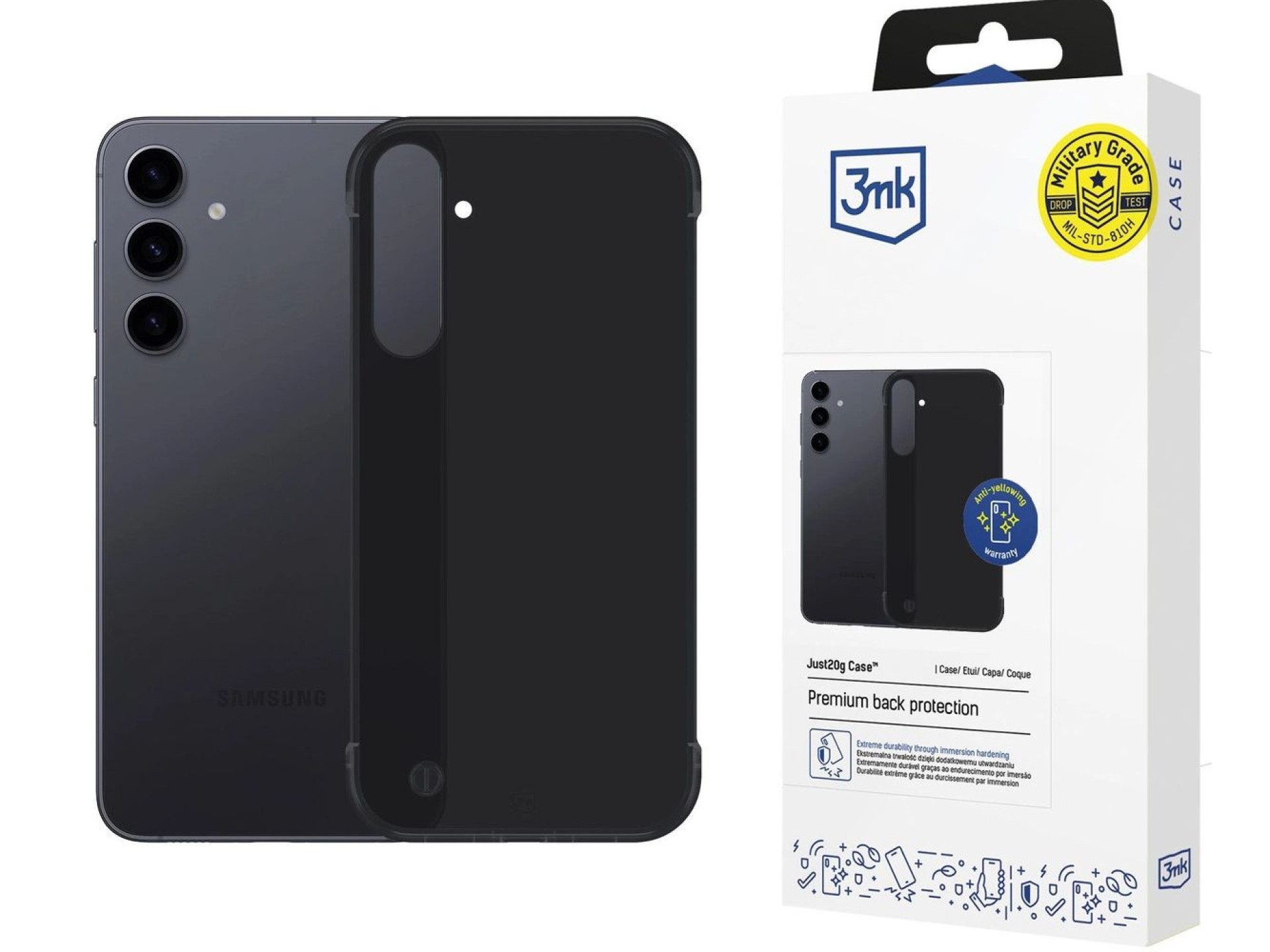 Capa fosca 3mk Just20g para Samsung Galaxy S24 - Preto Fosco