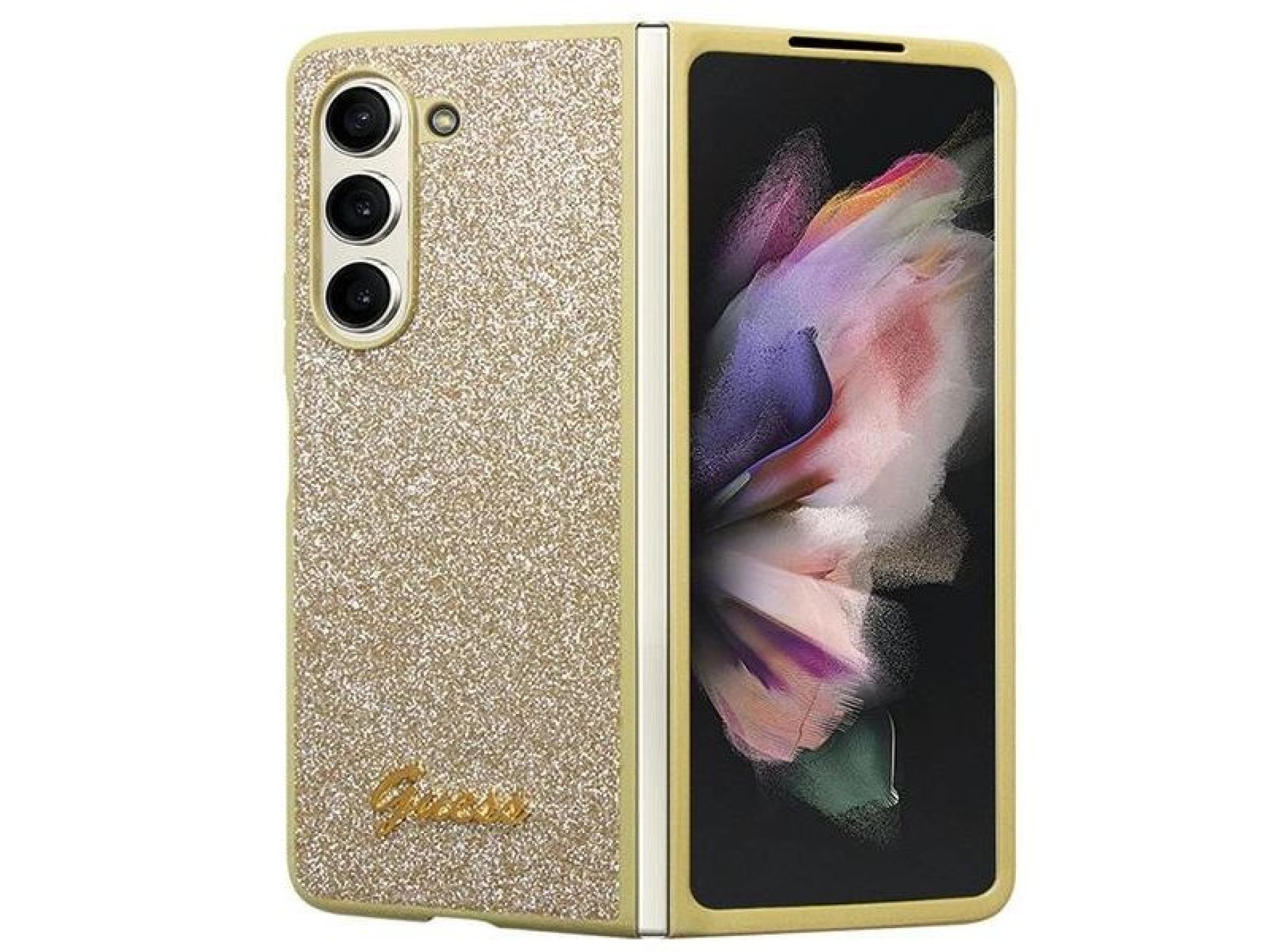 Funda Guess Glitter Script para Samsung Galaxy Z Fold 5 - dorada
