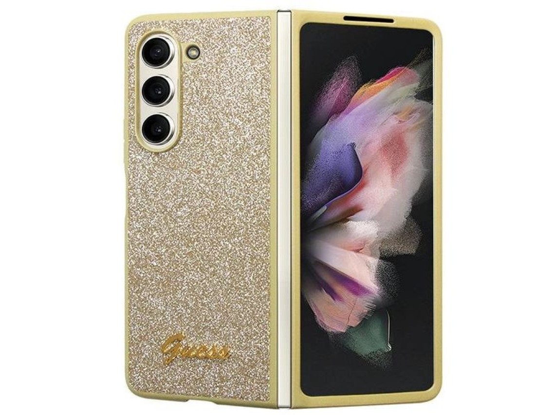 Funda Guess Glitter Script para Samsung Galaxy Z Fold 5 - dorada