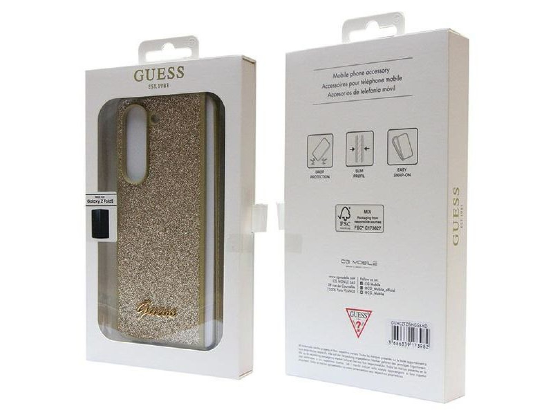 Funda Guess Glitter Script para Samsung Galaxy Z Fold 5 - dorada