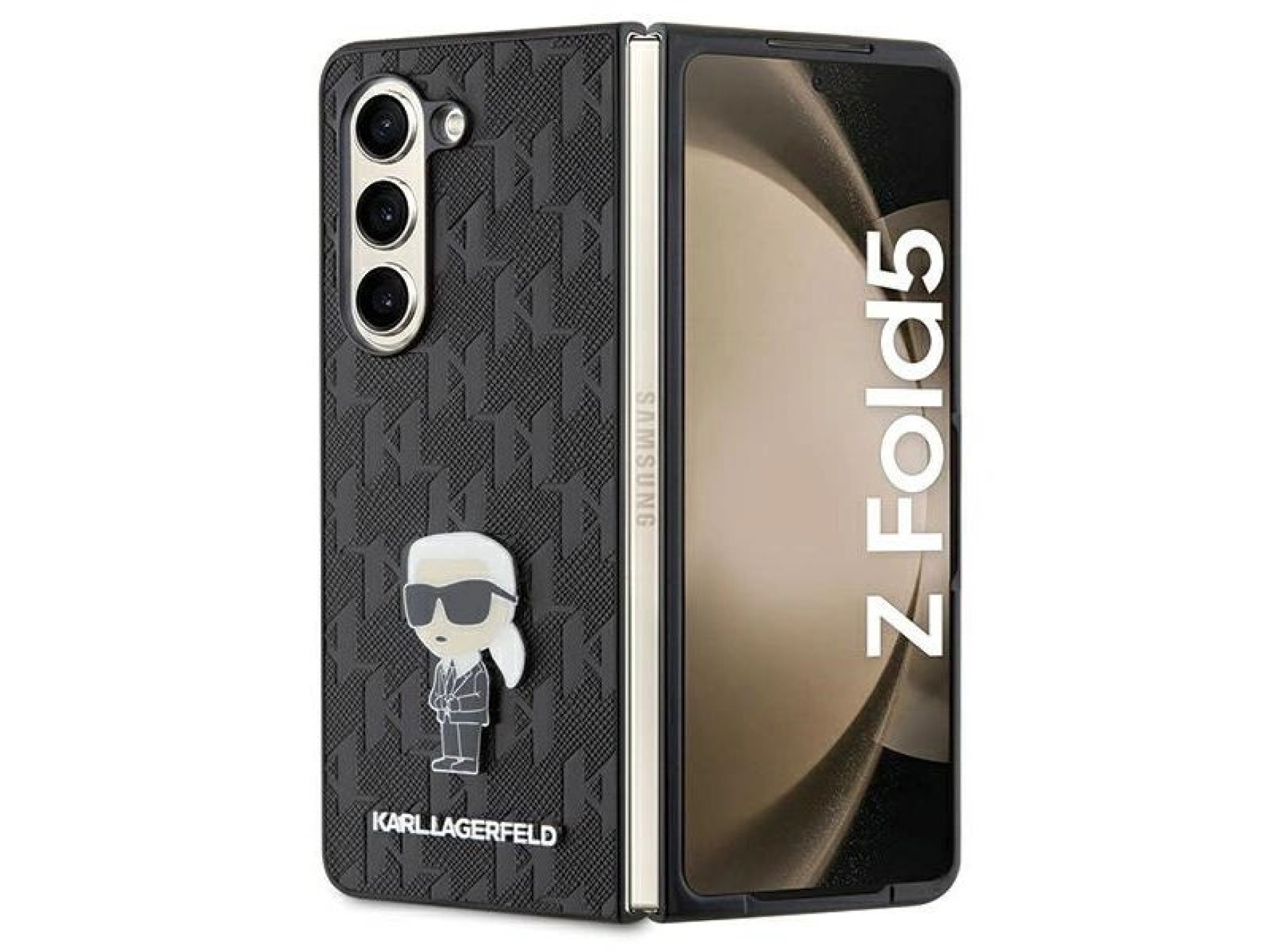 Karl Lagerfeld Saffiano Monogram Ikonik Pin case for Samsung Galaxy Z Fold 5 - black
