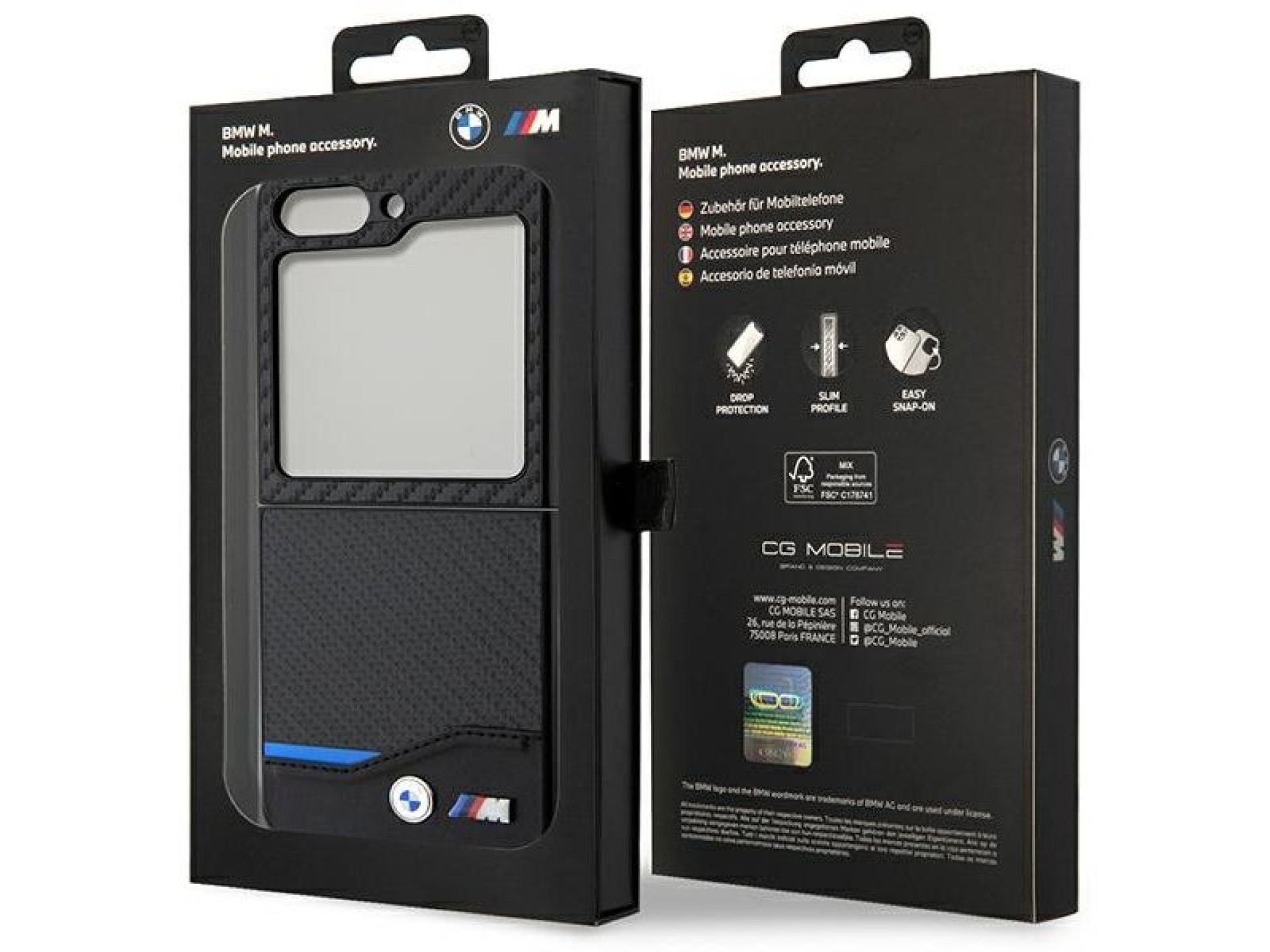 BMW Leather Carbon case for Samsung Galaxy Z Flip 5 - black
