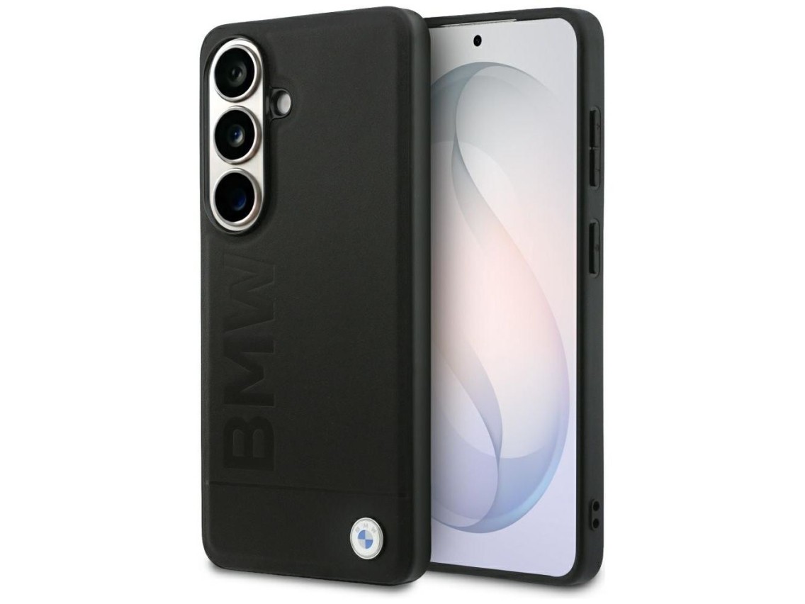 Funda de cuero BMW con estampado en caliente y MagSafe para Samsung Galaxy S26 - Negra