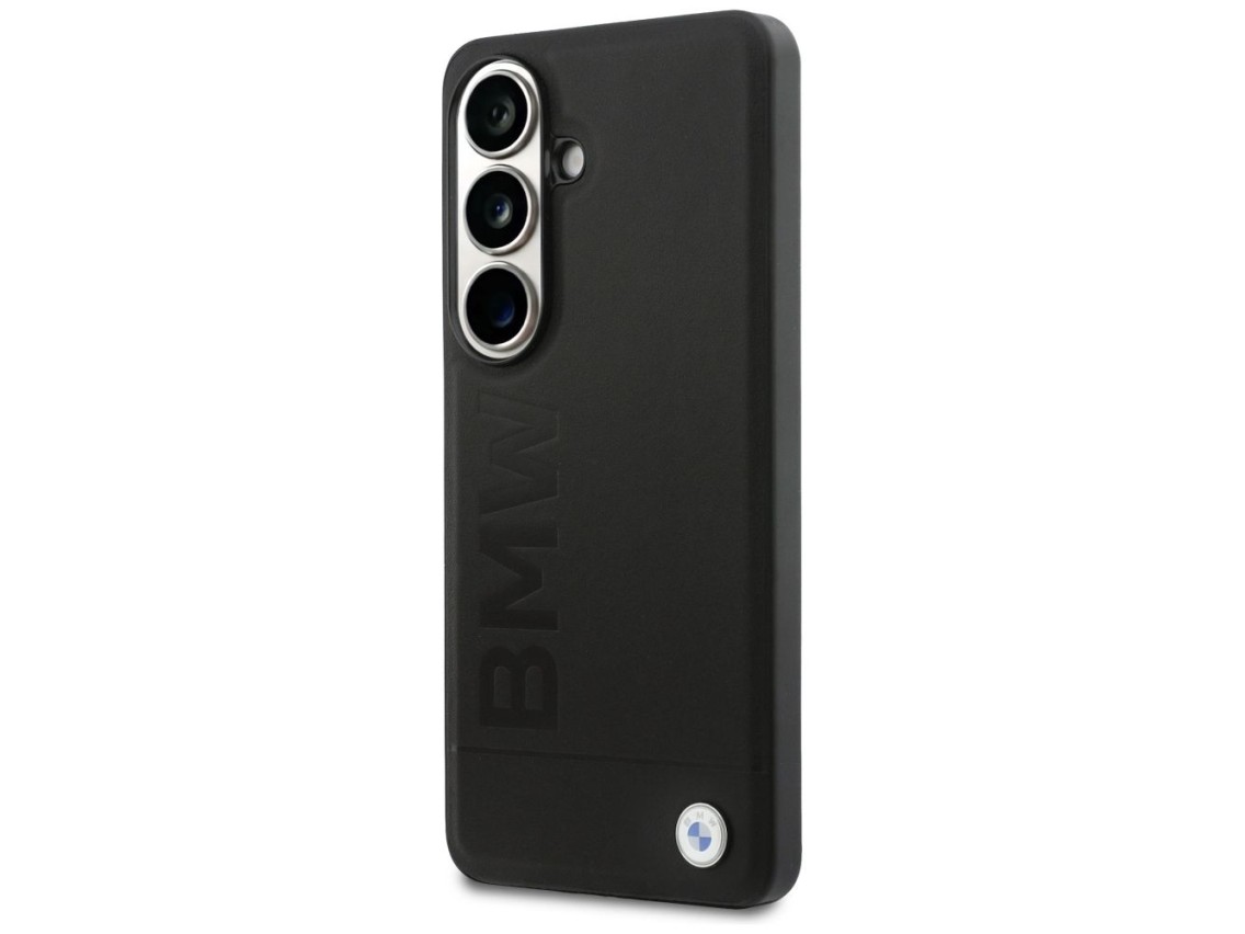 Funda de cuero BMW con estampado en caliente y MagSafe para Samsung Galaxy S26 Plus - Negra