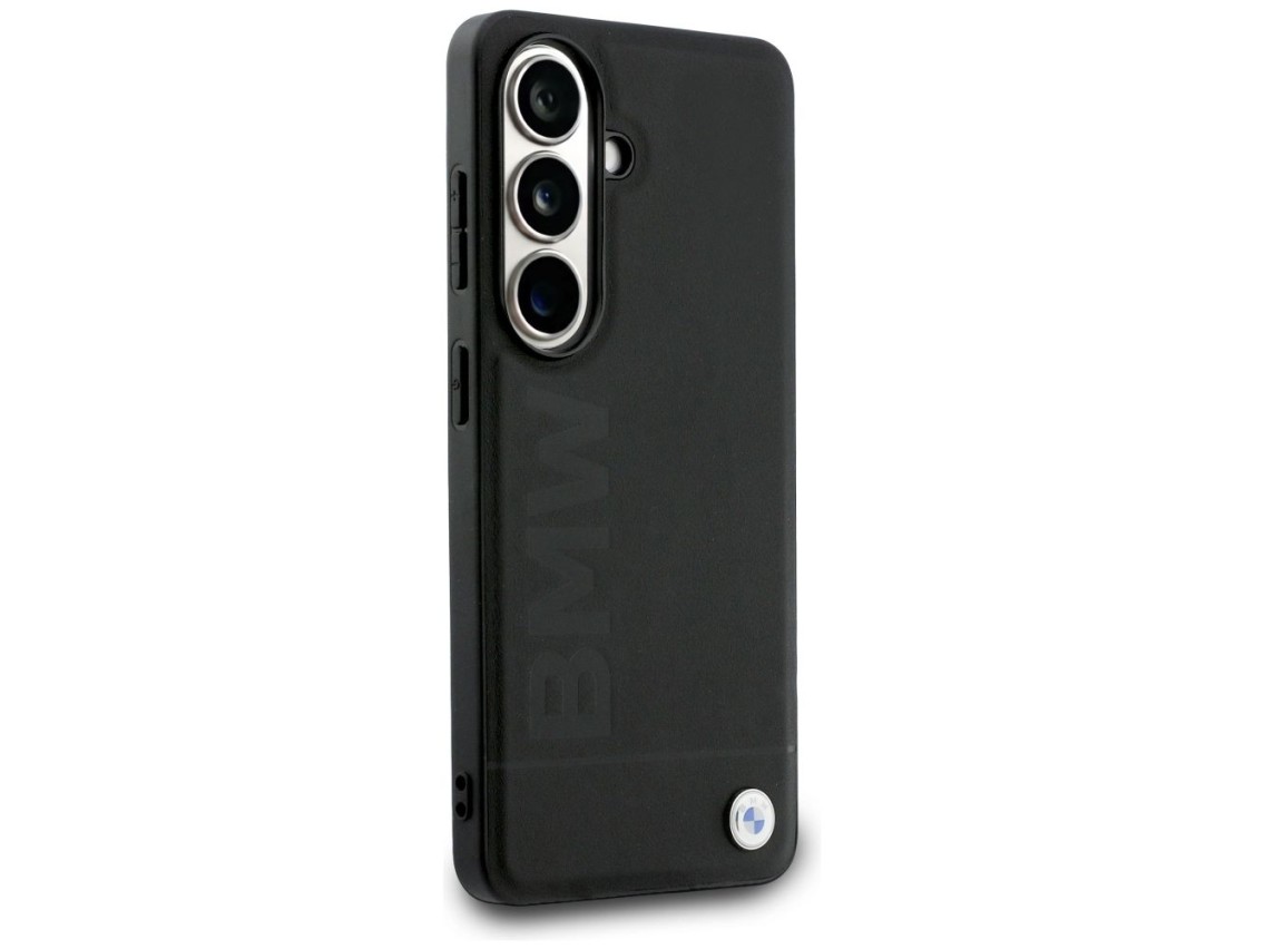 Funda de cuero BMW con estampado en caliente y MagSafe para Samsung Galaxy S26 Plus - Negra