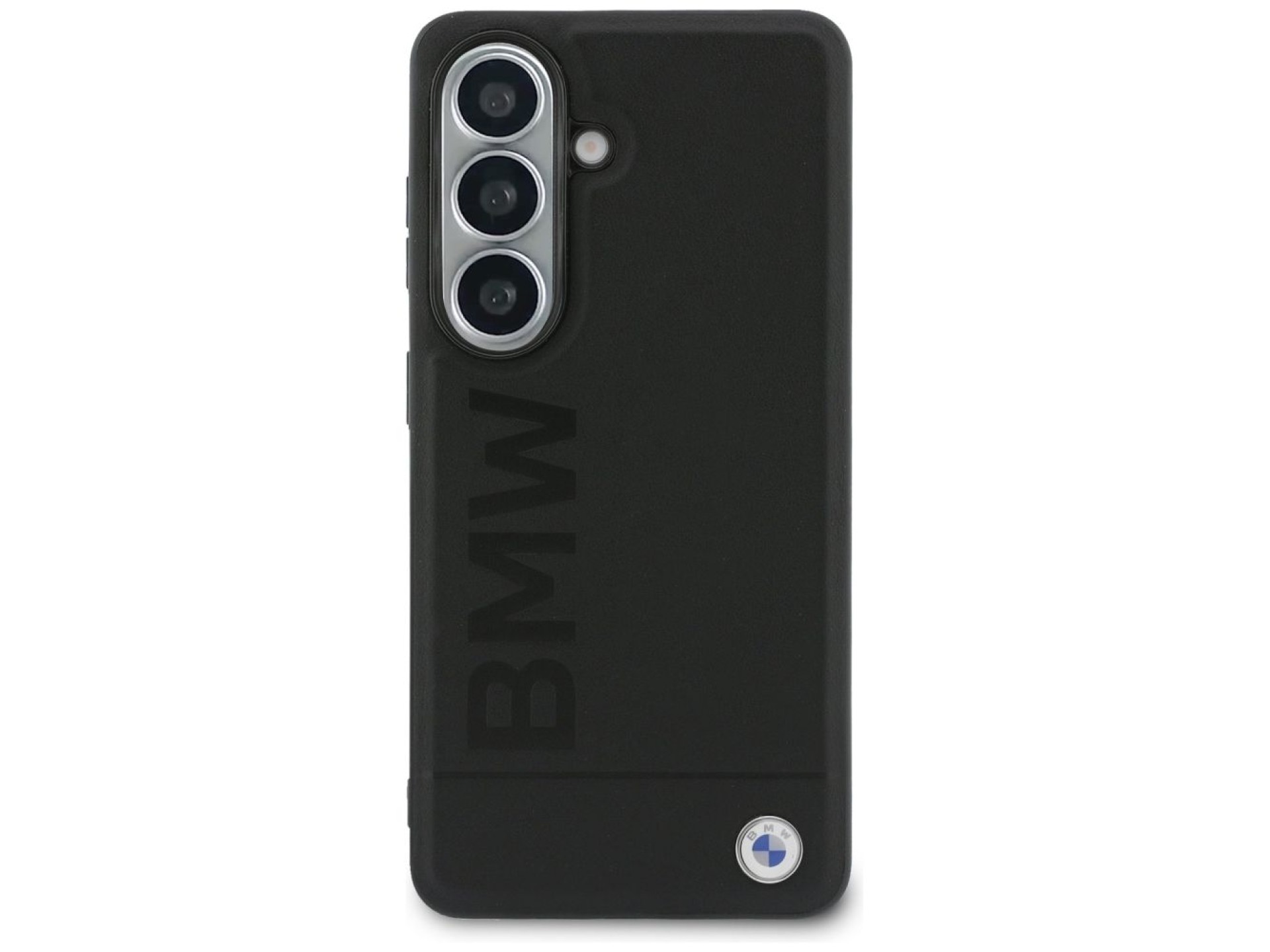 Funda de cuero BMW con estampado en caliente y MagSafe para Samsung Galaxy S26 Plus - Negra