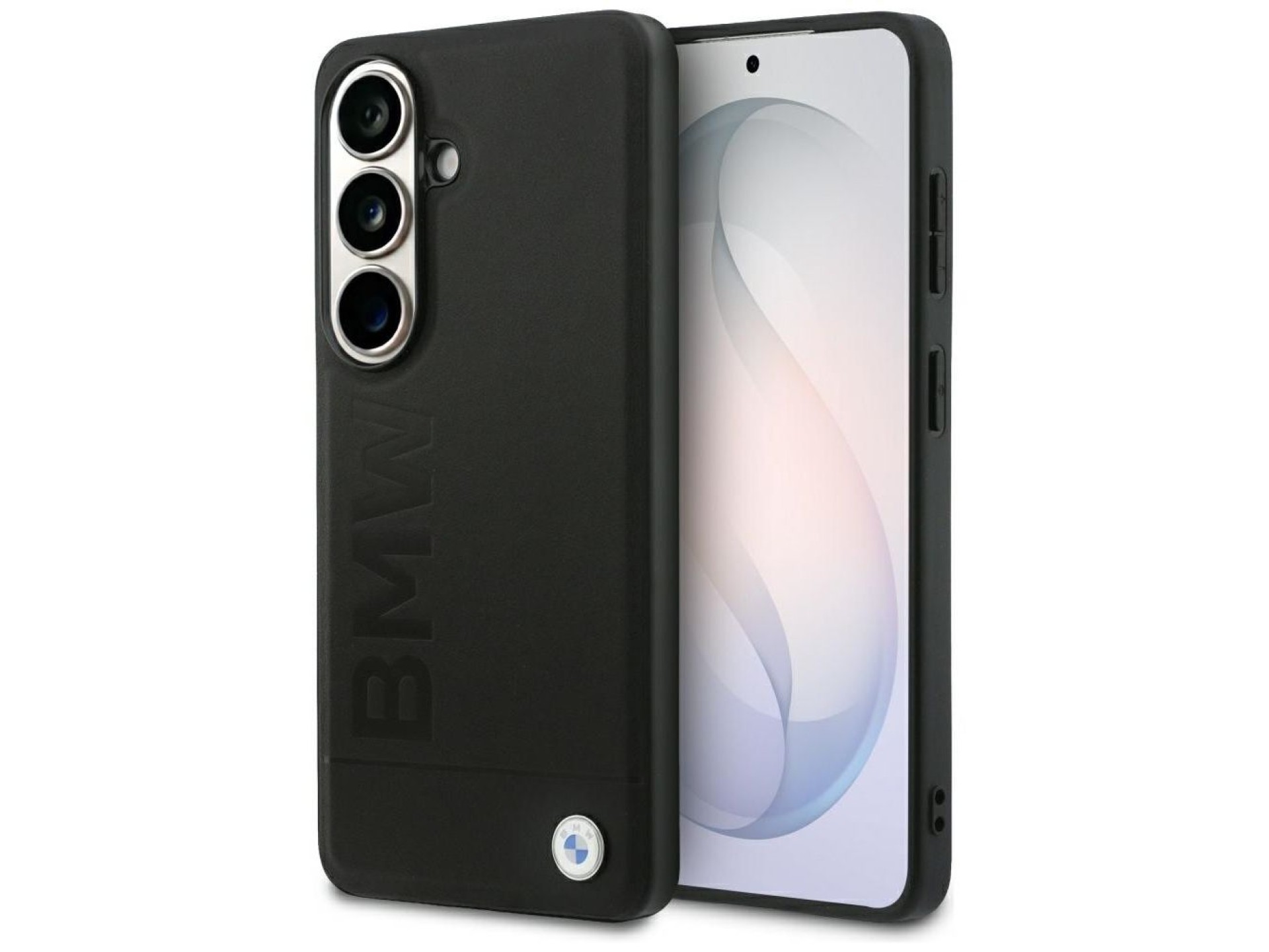 Funda de cuero BMW con estampado en caliente y MagSafe para Samsung Galaxy S26 Plus - Negra