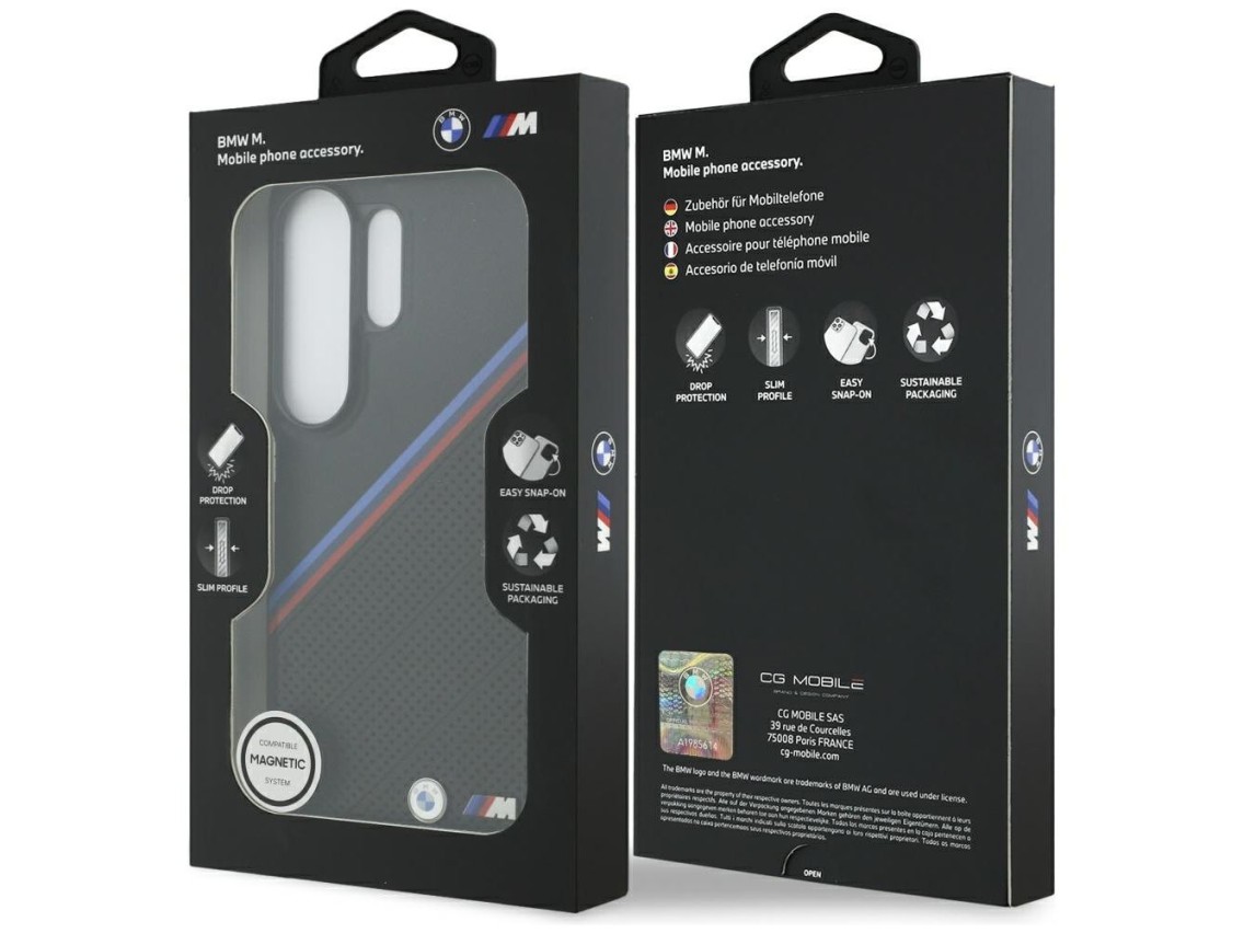 BMW Tricolor Metal Logo MagSafe Case for Samsung Galaxy S26 Ultra - Black