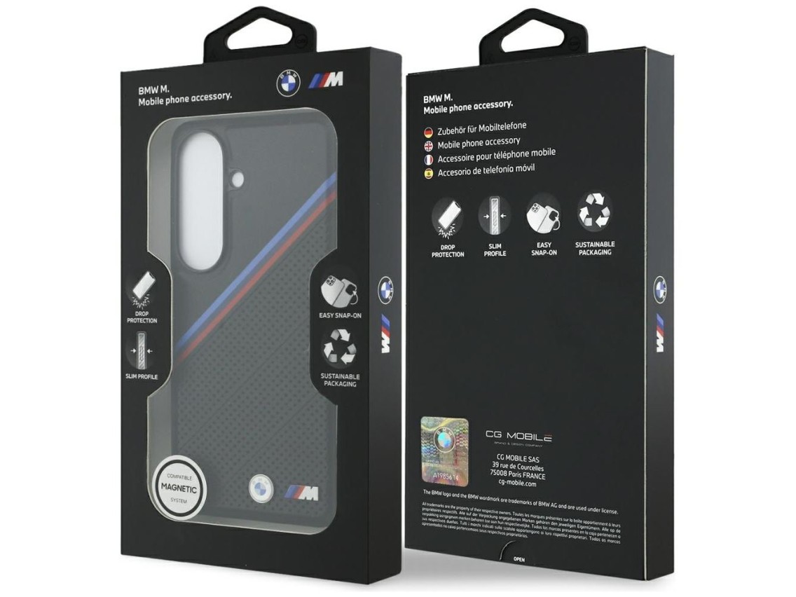 BMW Tricolor Metal Logo MagSafe Case for Samsung Galaxy S26 - Black