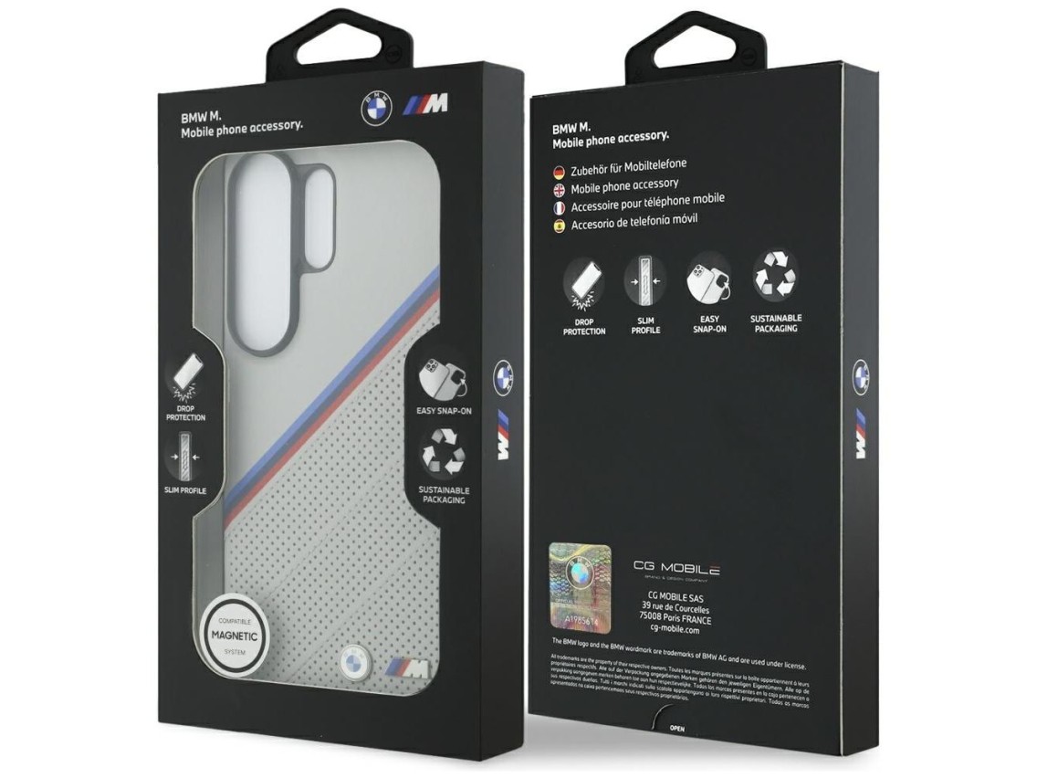 BMW Tricolor Metal Logo MagSafe Case for Samsung Galaxy S26 Ultra - Gray