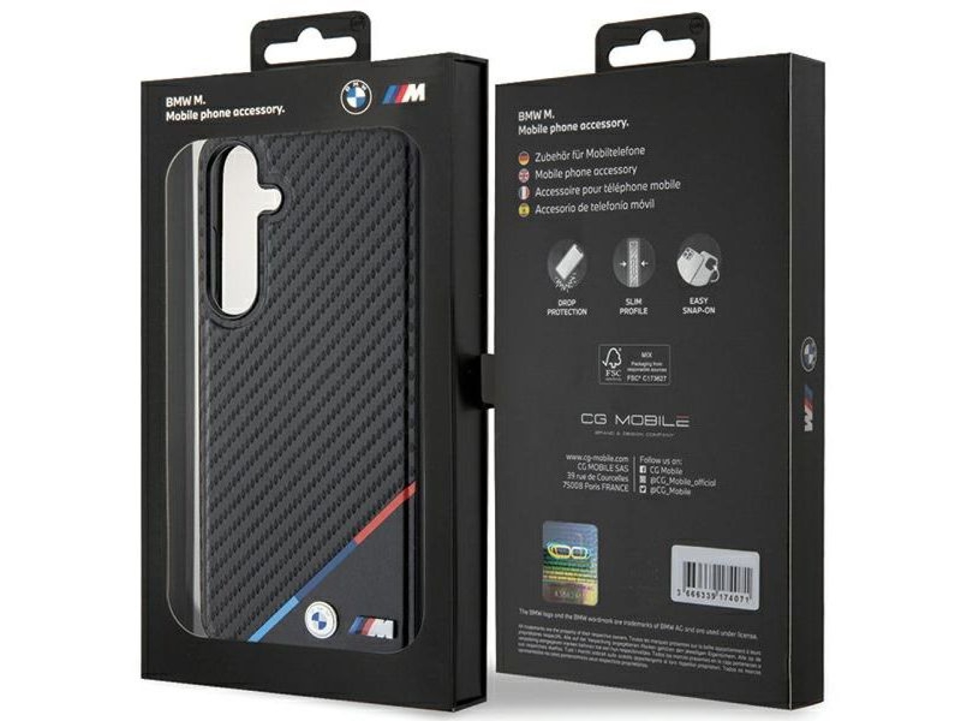 BMW Carbon Tricolor Line MagSafe Case for Samsung Galaxy S24+ - Black
