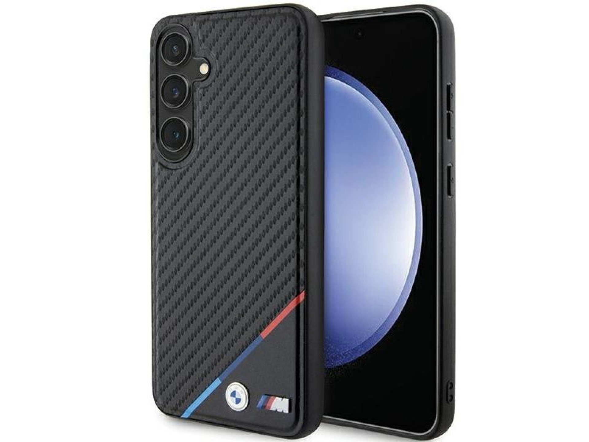 BMW Carbon Tricolor Line MagSafe Case for Samsung Galaxy S24+ - Black