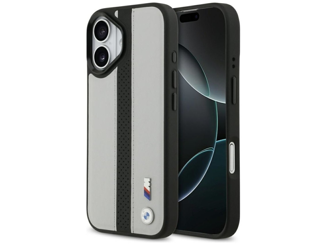 Funda MagSafe BMW M con logotipo de franja perforada para iPhone 17 - Gris