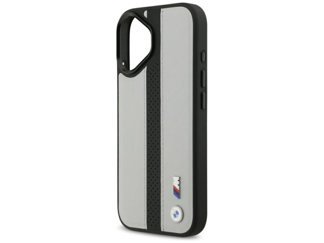 Funda MagSafe BMW M con logotipo de franja perforada para iPhone 17 - Gris