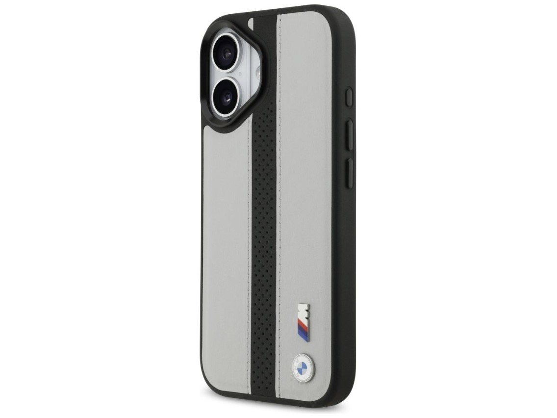 Funda MagSafe BMW M con logotipo de franja perforada para iPhone 17 - Gris