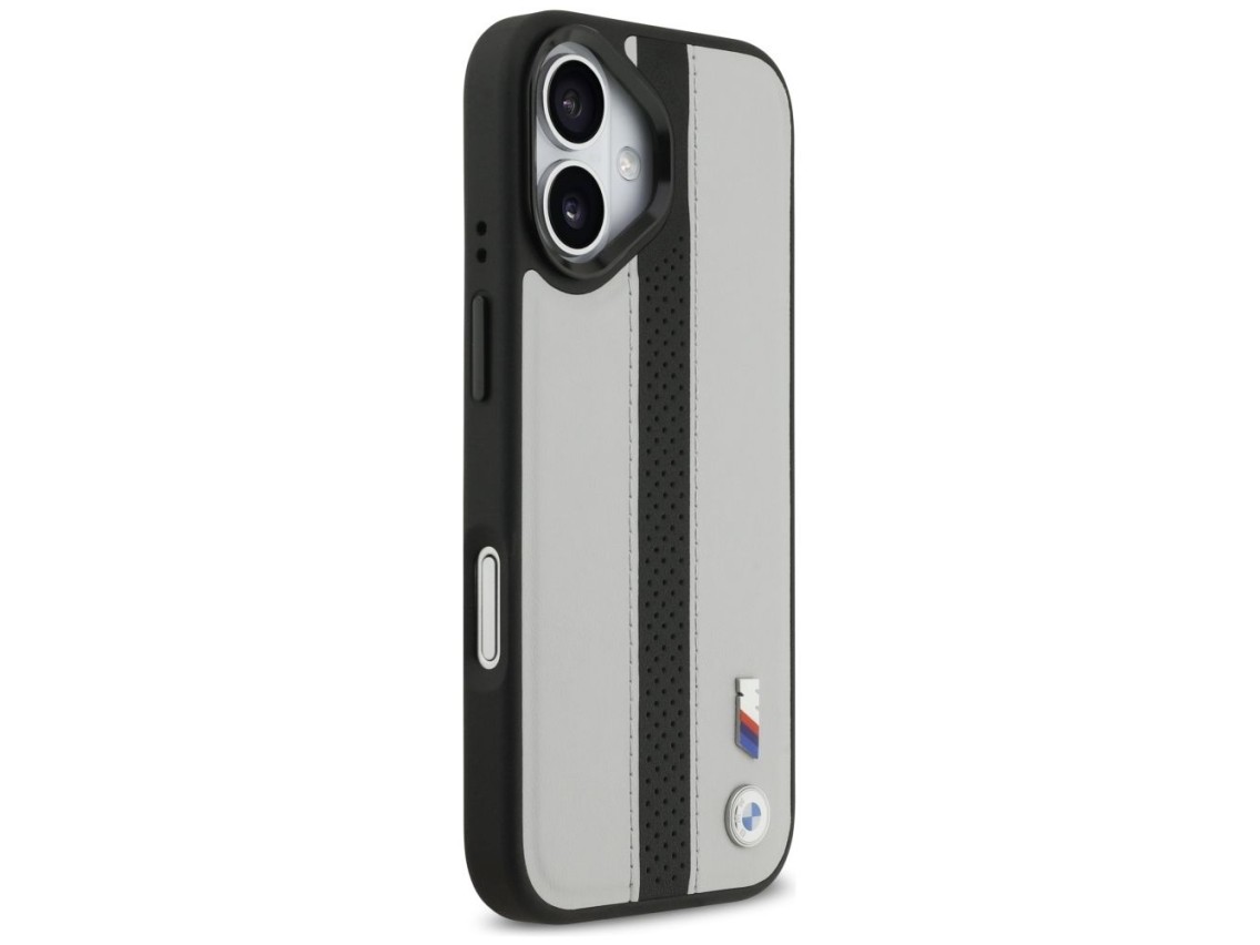 Funda MagSafe BMW M con logotipo de franja perforada para iPhone 17 - Gris