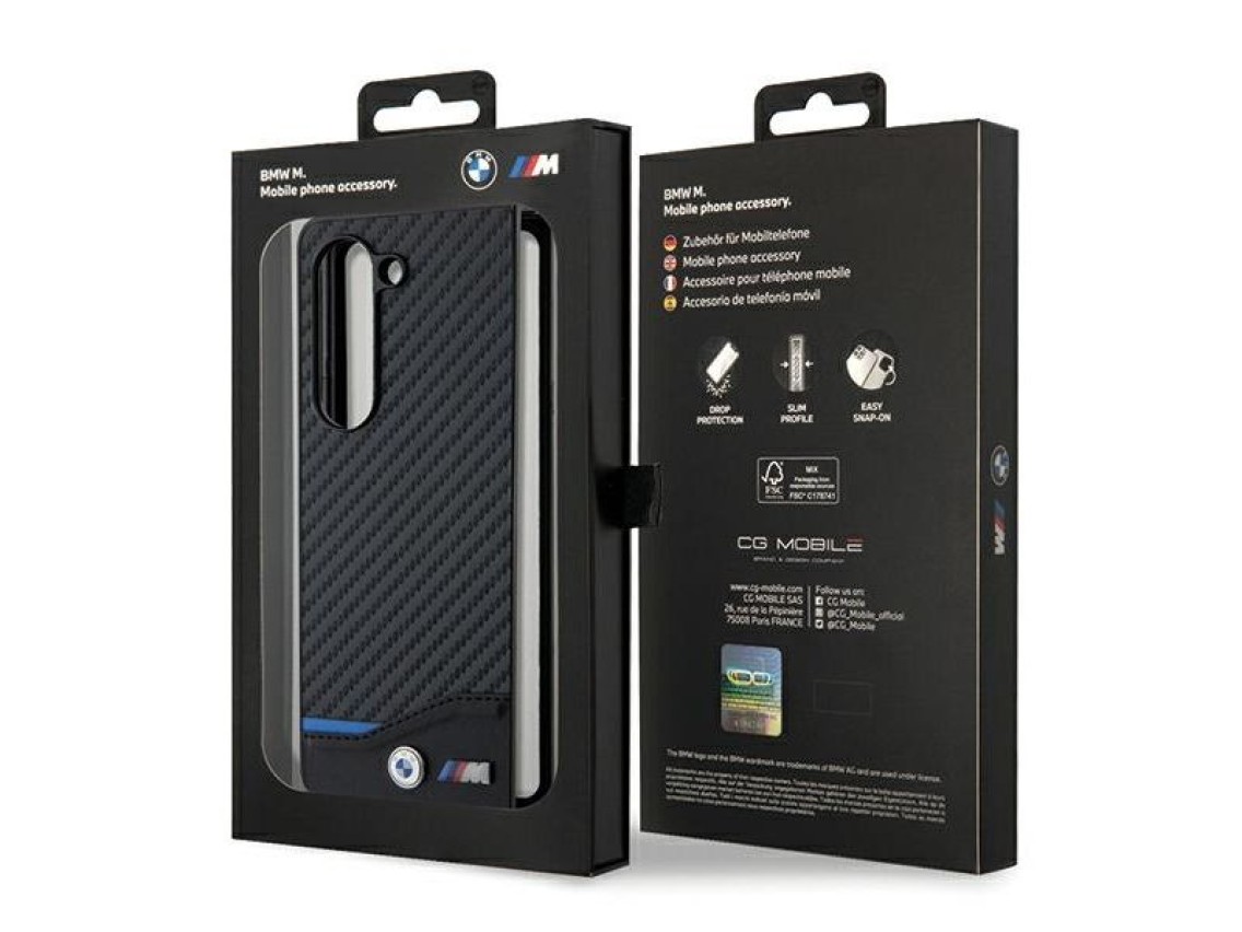 BMW Leather Carbon case for Samsung Galaxy Z Fold 5 - black