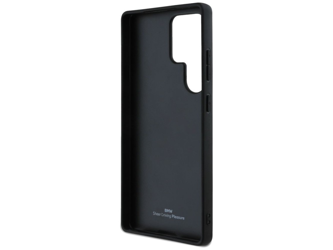Capa de couro BMW com logotipo grande para Samsung Galaxy S25 Ultra - Preta