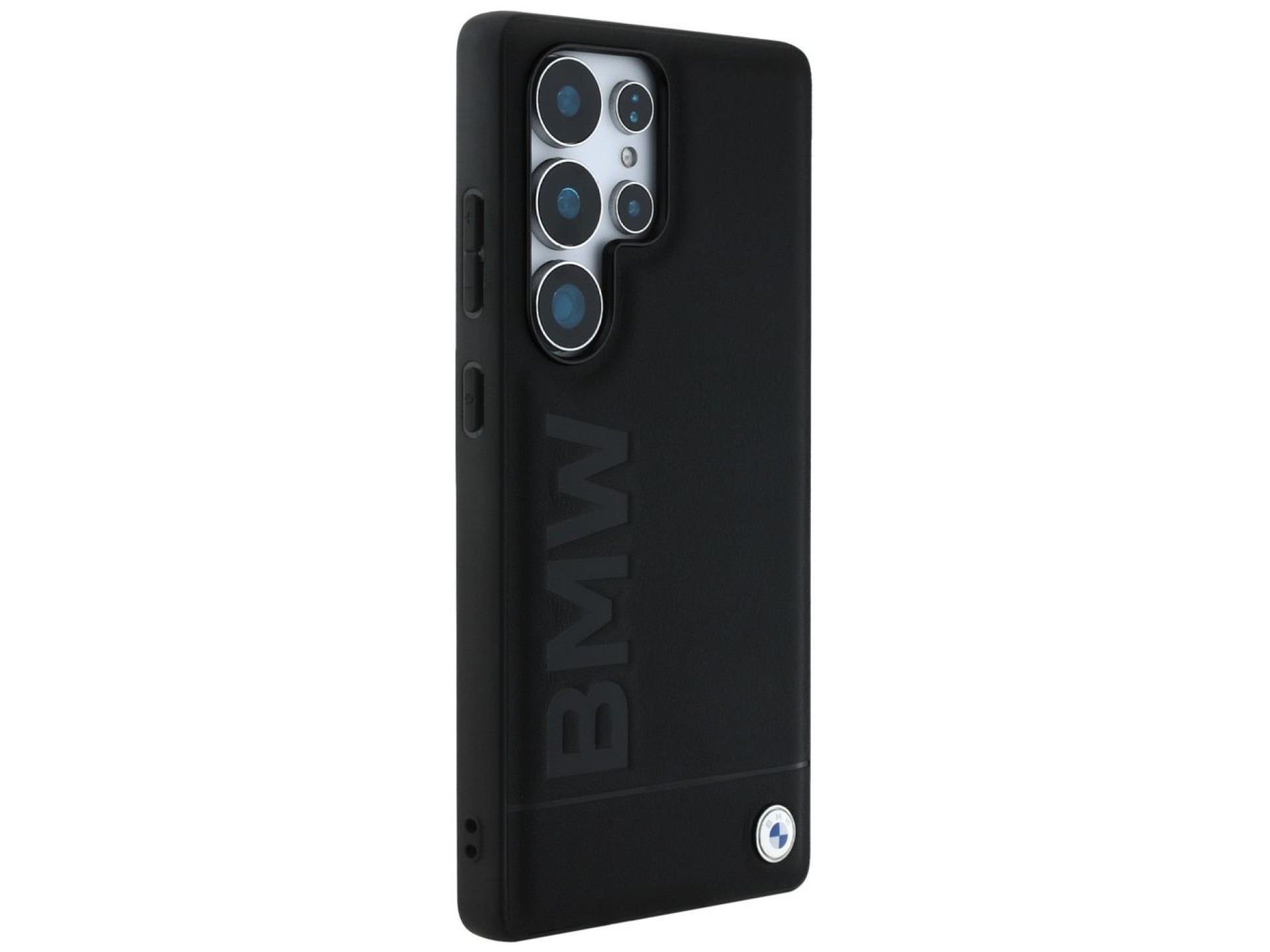 Capa de couro BMW com logotipo grande para Samsung Galaxy S25 Ultra - Preta